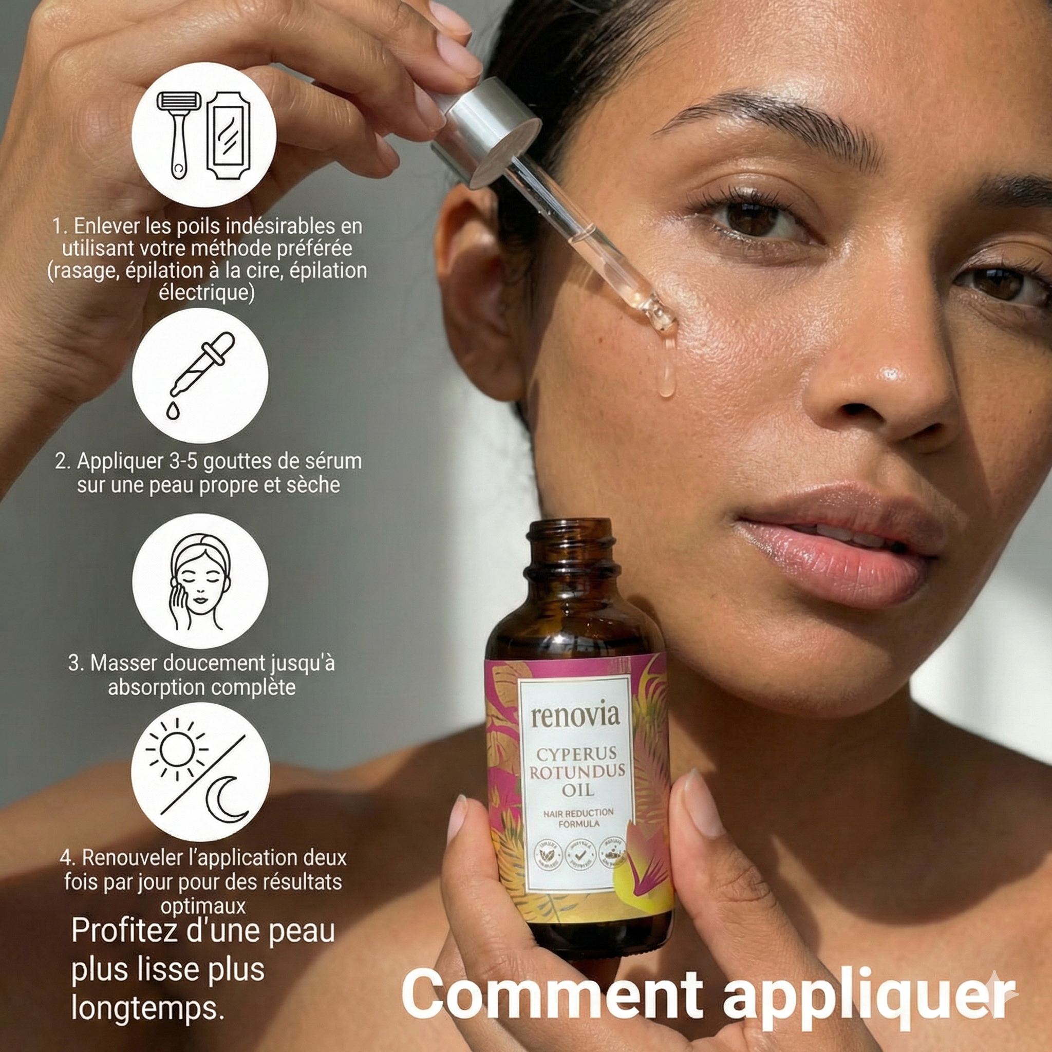 Beaulyne Sérum à la Cyperus Rotundus – Stoppe naturellement la repousse des poils indésirables